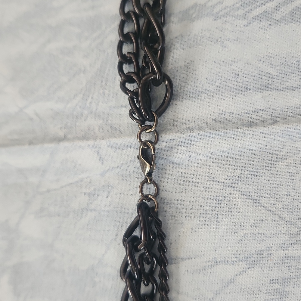 Hematite toned Multistrand Chain Necklace - Picture 3 of 3